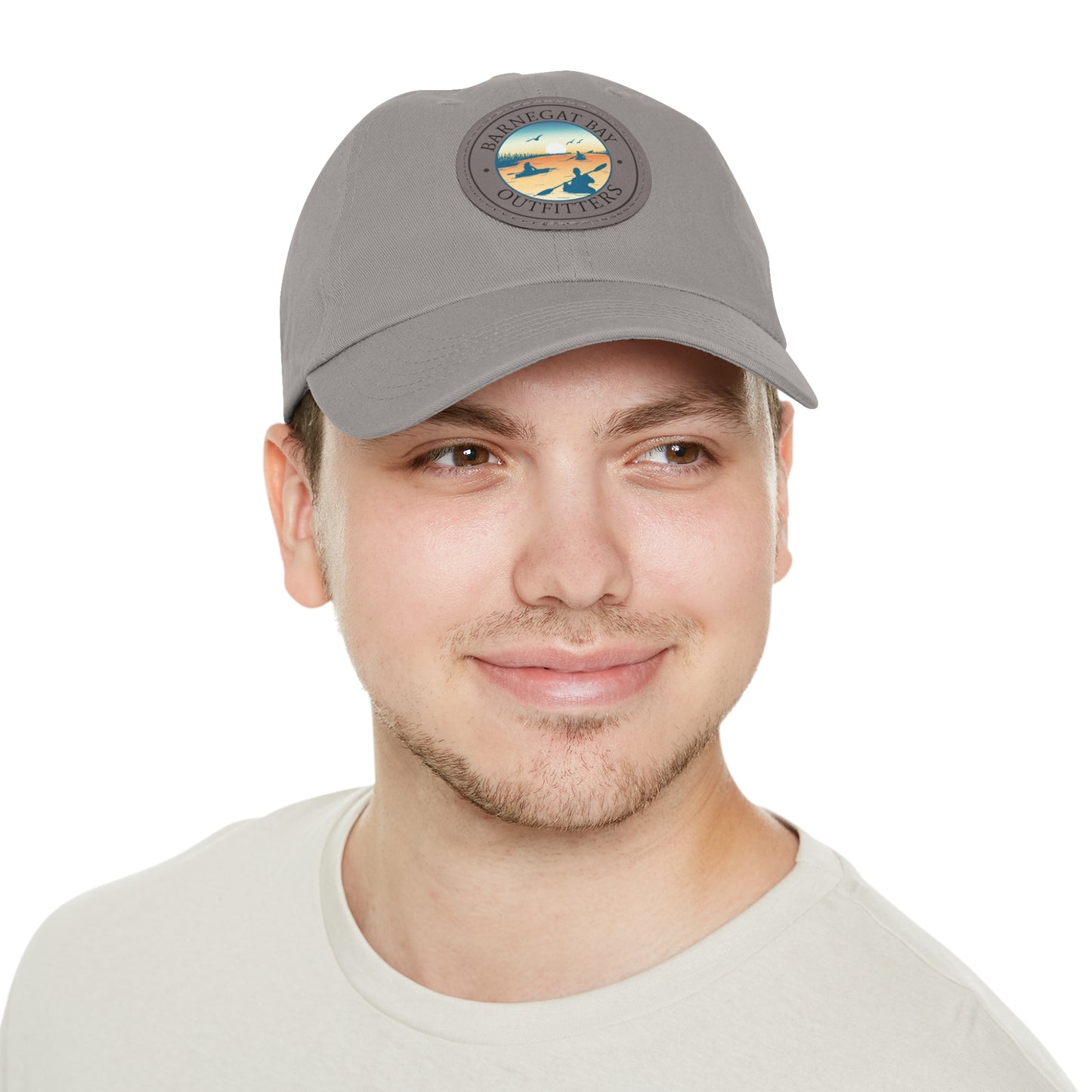 Kayak Scene Round Logo Leather Patch Hat