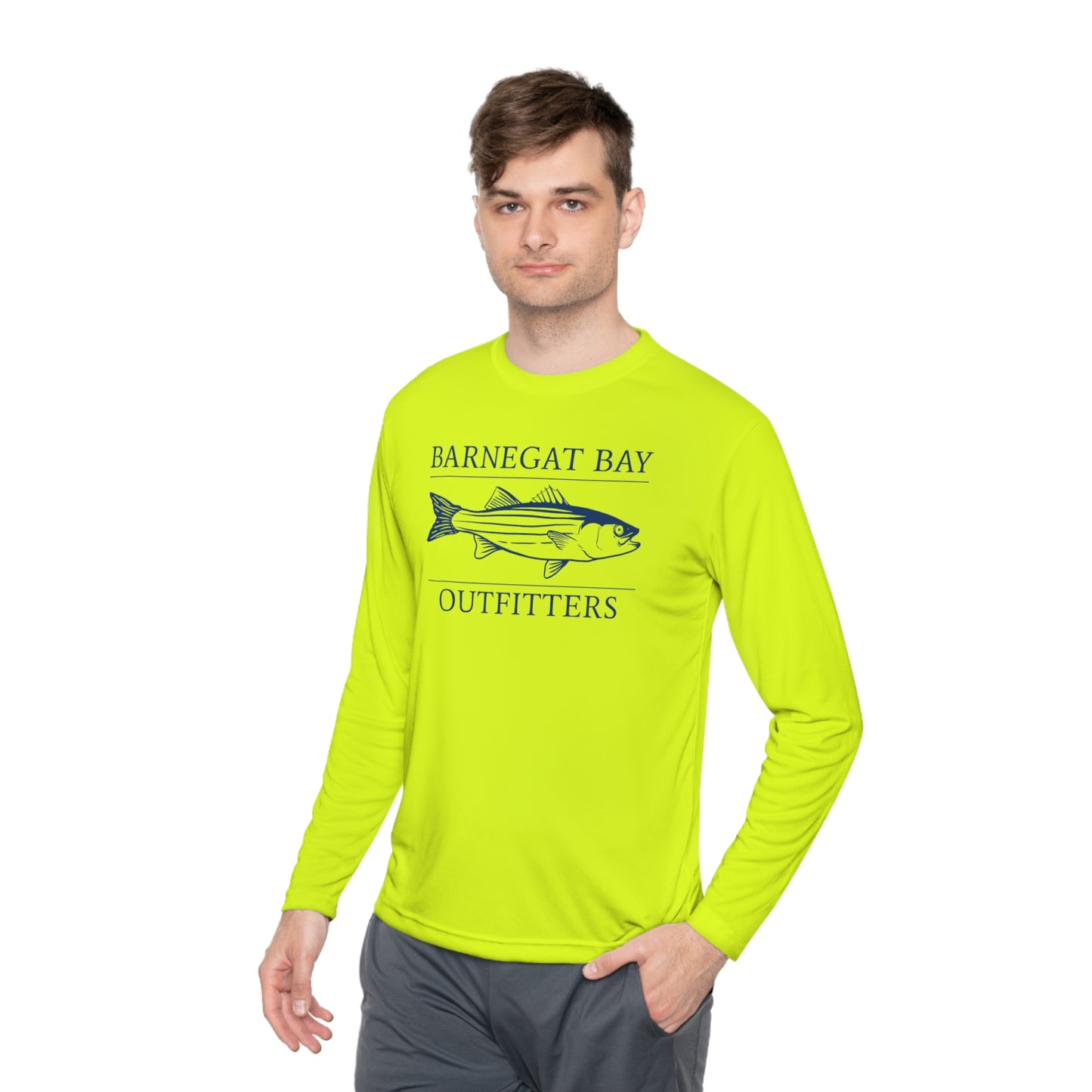 UPF40+ Striped Bass Front Logo Unisex Performance Long Sleeve Tee