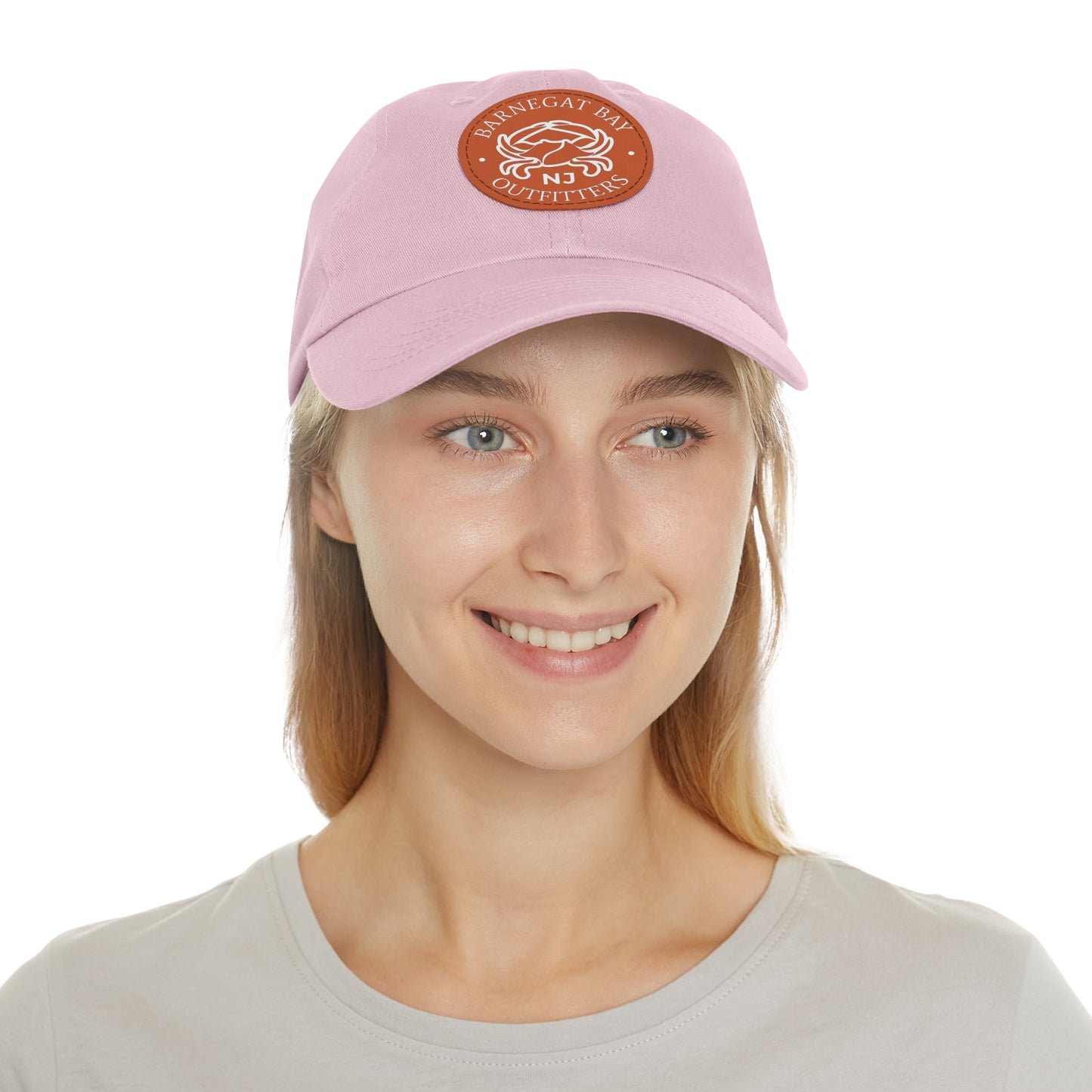 Barnegat Bay Outfitters Round White Crab Logo Leather Patch Hat