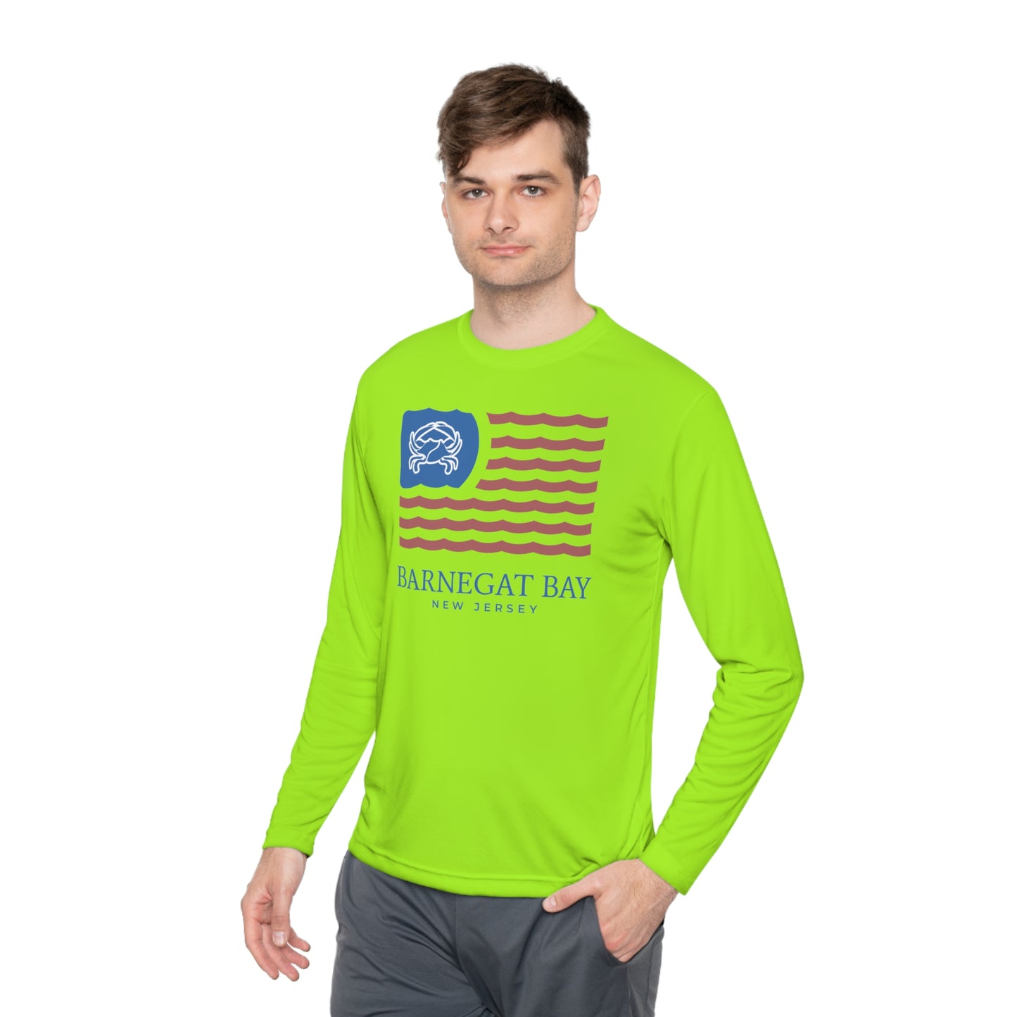 UPF40+ Wavy Flag Front Logo Unisex Performance Long Sleeve Tee