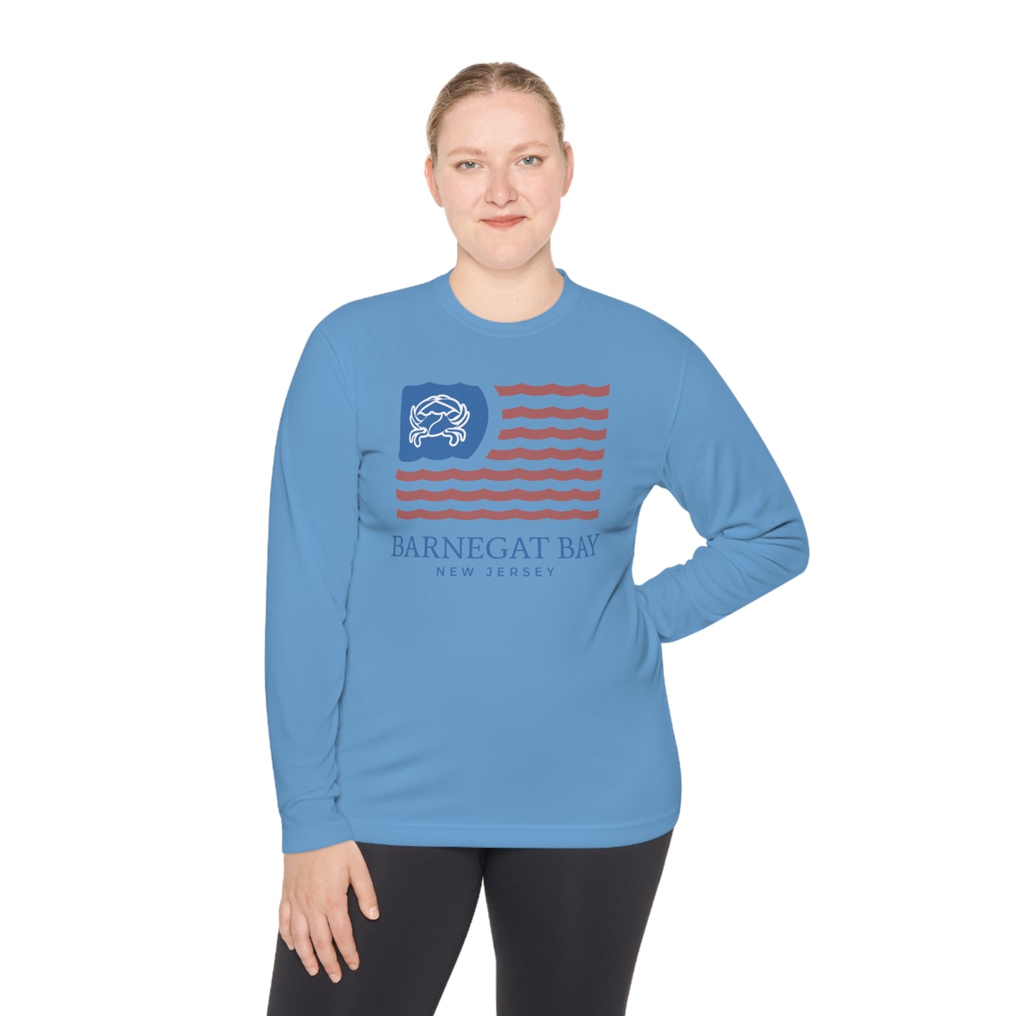 UPF40+ Wavy Flag Front Logo Unisex Performance Long Sleeve Tee