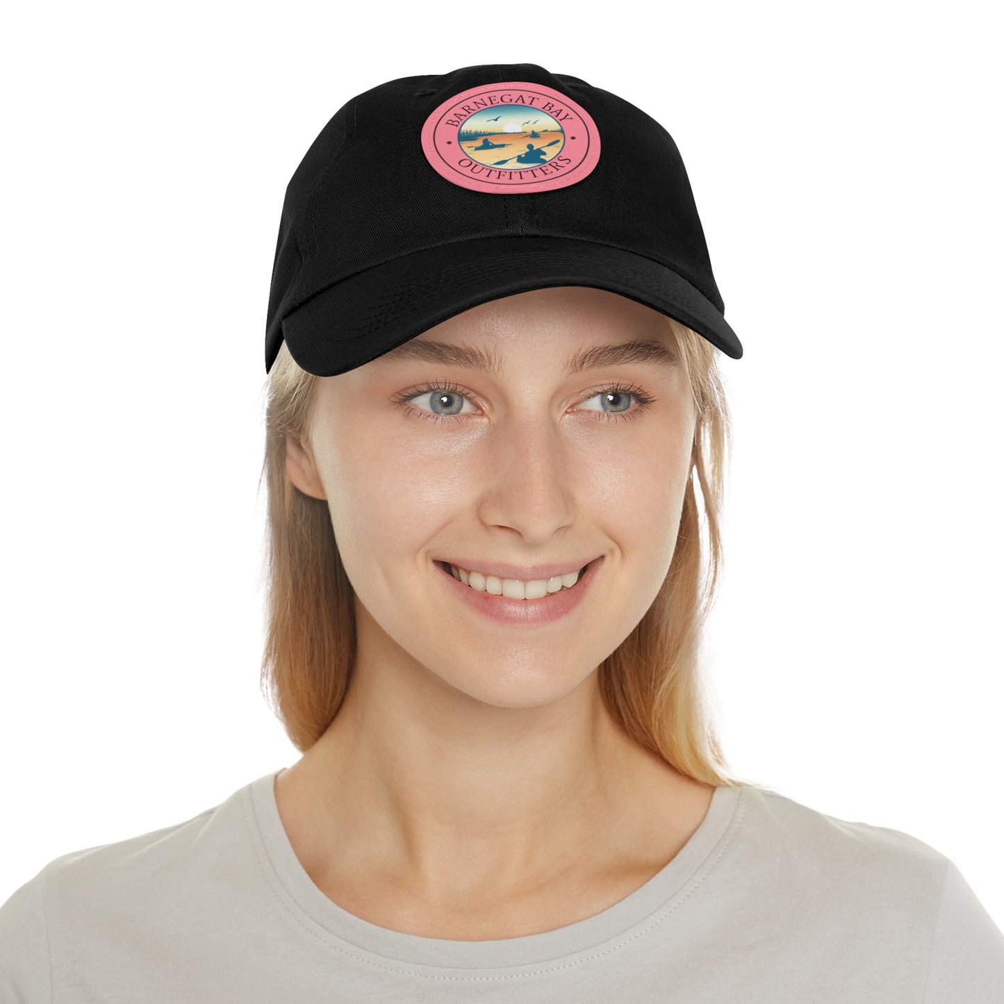 Kayak Scene Round Logo Leather Patch Hat