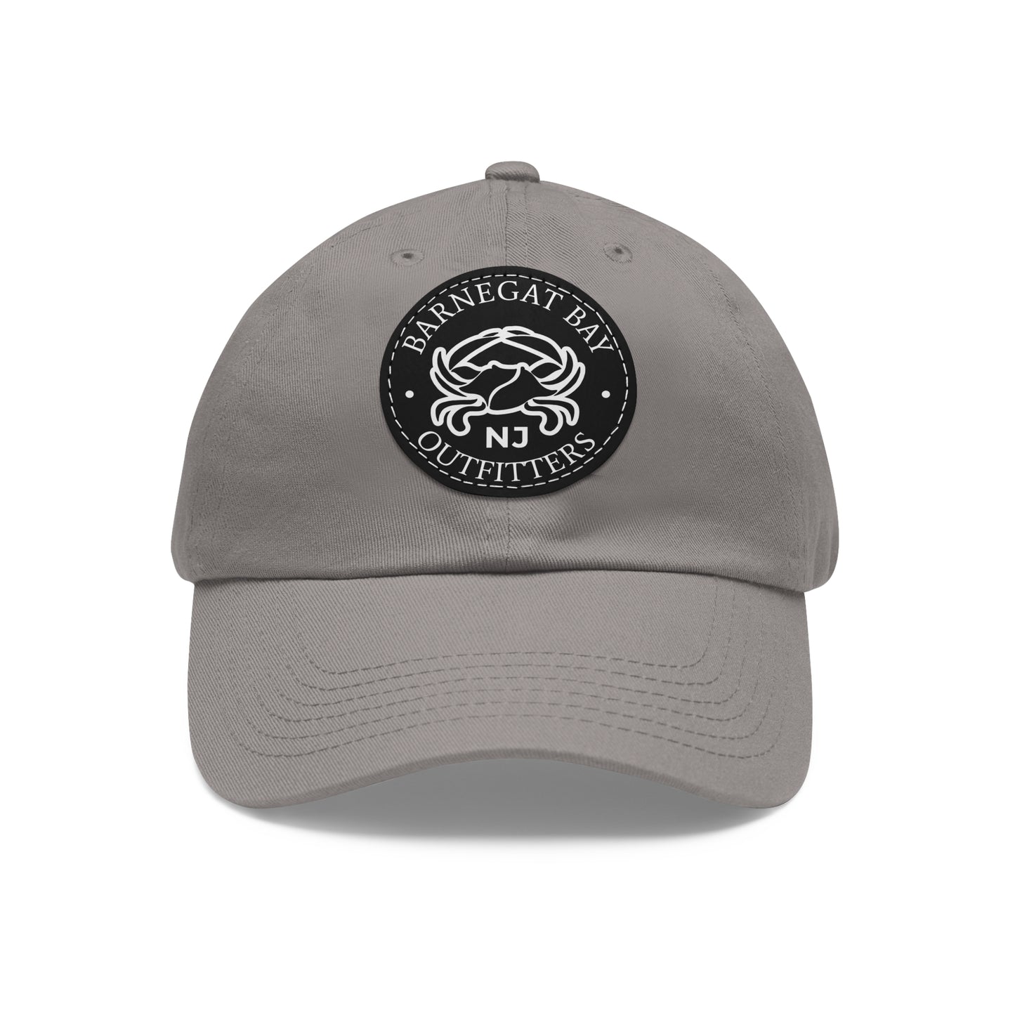 Barnegat Bay Outfitters Round White Crab Logo Leather Patch Hat