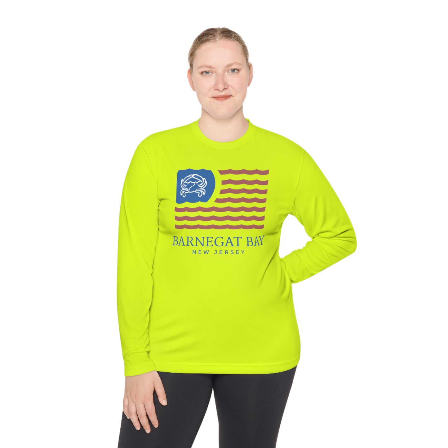 UPF40+ Wavy Flag Front Logo Unisex Performance Long Sleeve Tee