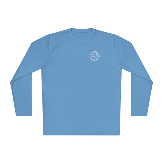 UPF40+ Circle Wave Logo White Unisex Performance Long Sleeve Tee