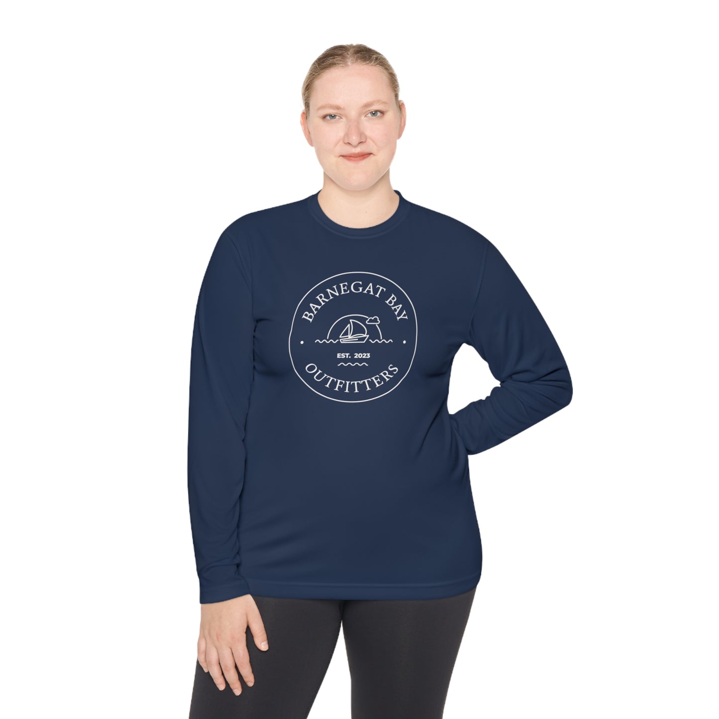 UPF40+ Sail Boat Front Logo Unisex Performance Long Sleeve Tee