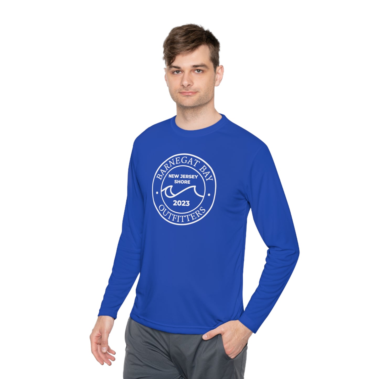 UPF40+ Circle Wave Front Logo Unisex Performance Long Sleeve Tee