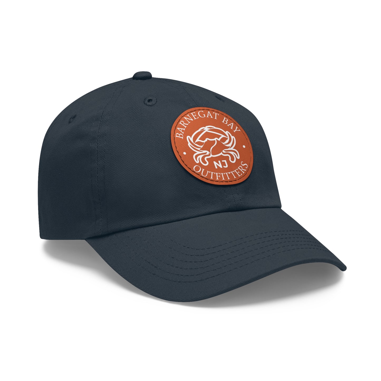 Barnegat Bay Outfitters Round White Crab Logo Leather Patch Hat