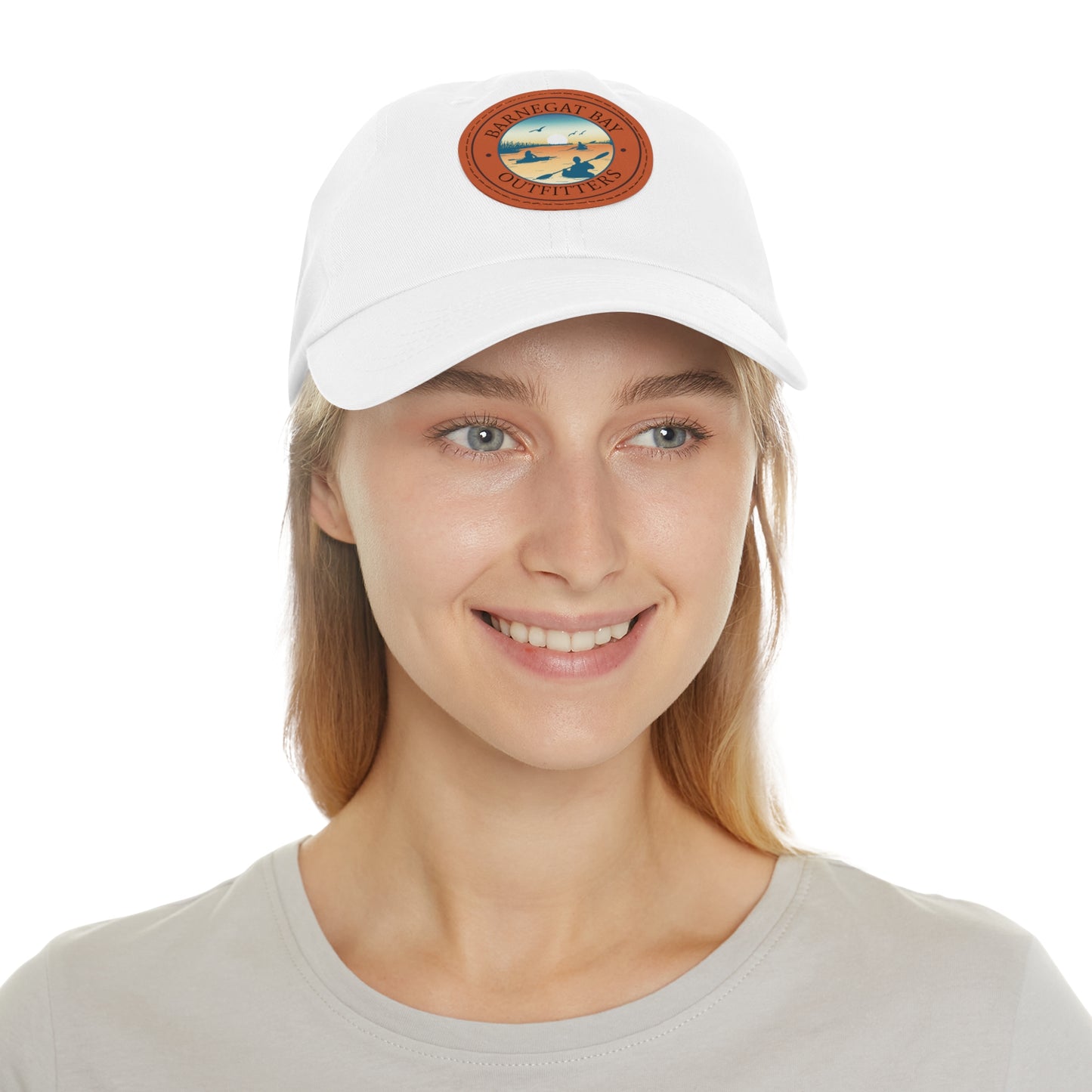 Kayak Scene Round Logo Leather Patch Hat