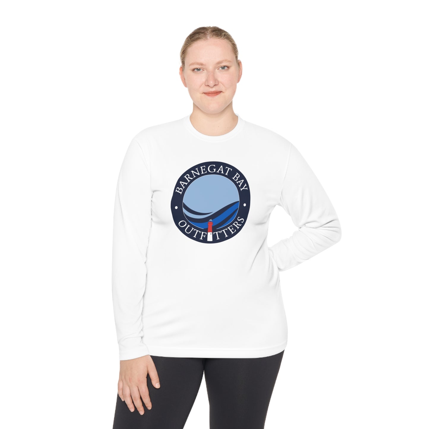 UPF40+ Lighthouse Wave Front Logo Unisex Performance Long Sleeve Tee