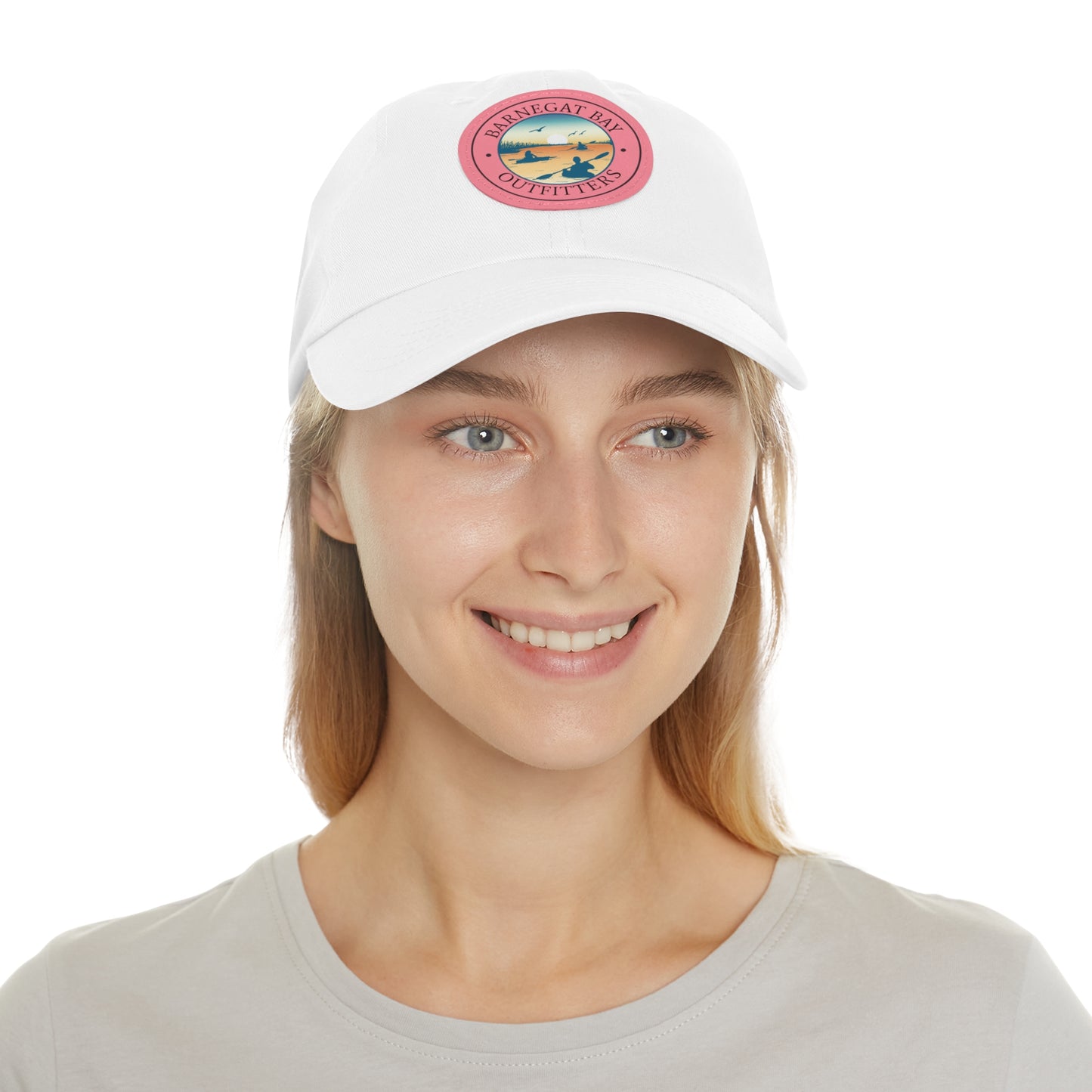 Kayak Scene Round Logo Leather Patch Hat