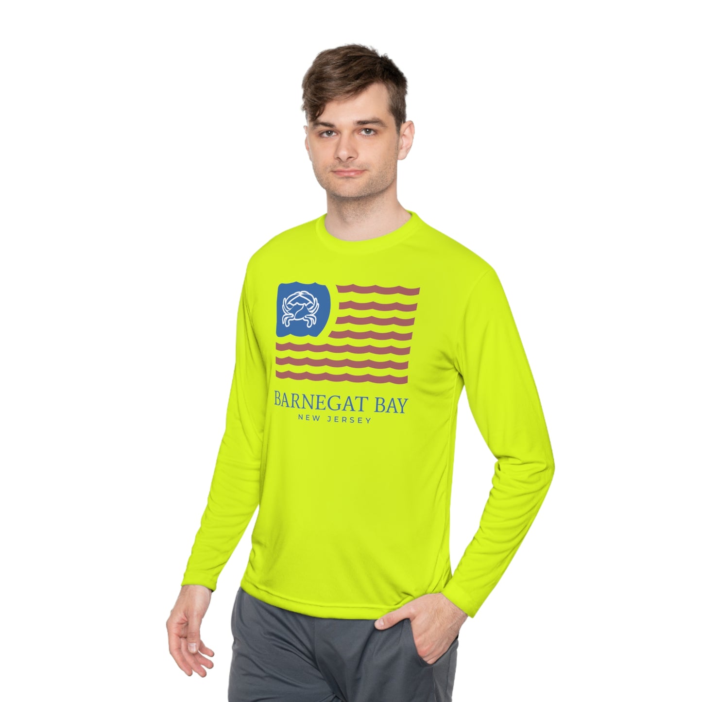 UPF40+ Wavy Flag Front Logo Unisex Performance Long Sleeve Tee