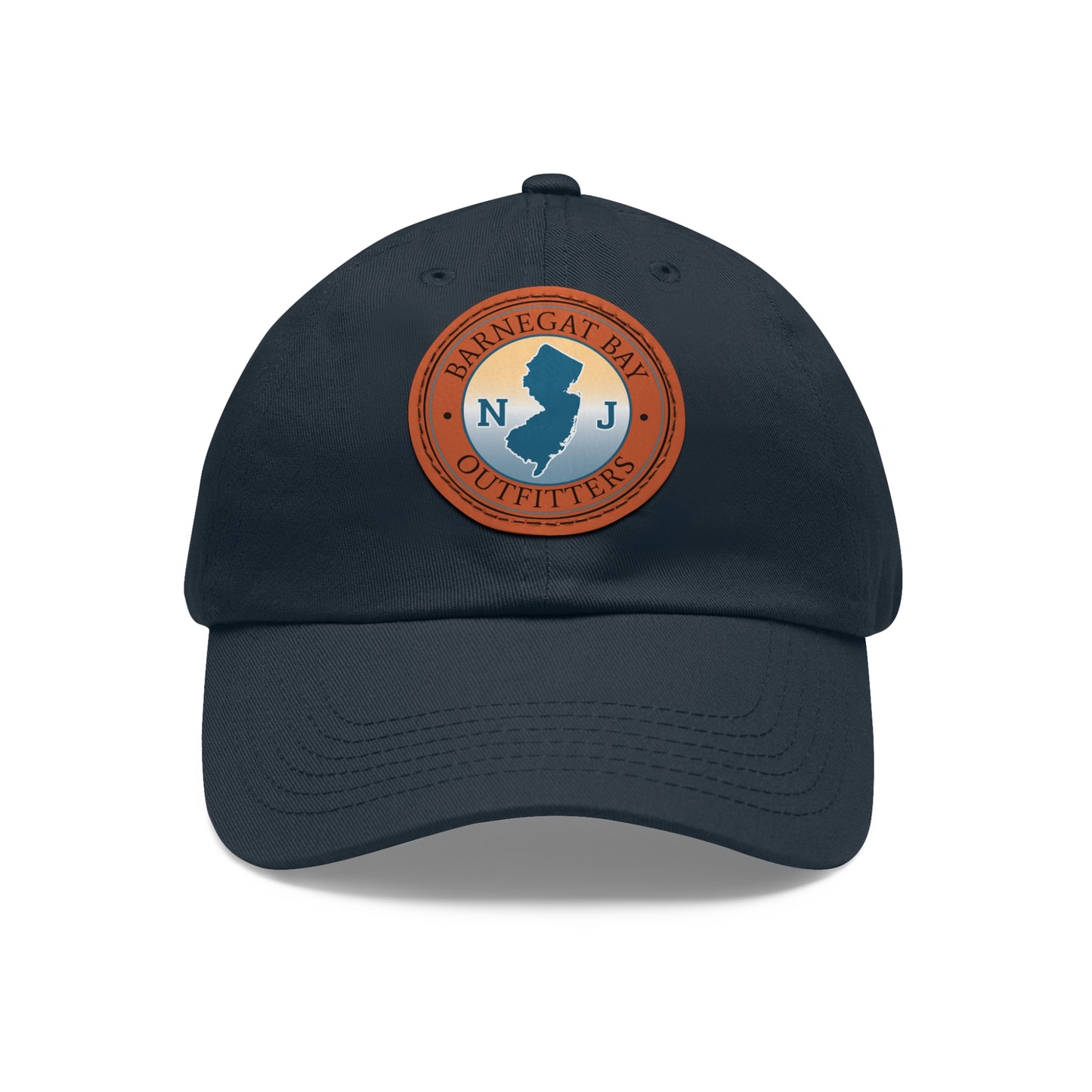 Barnegat Bay Outfitters Round NJ Logo Leather Patch Hat