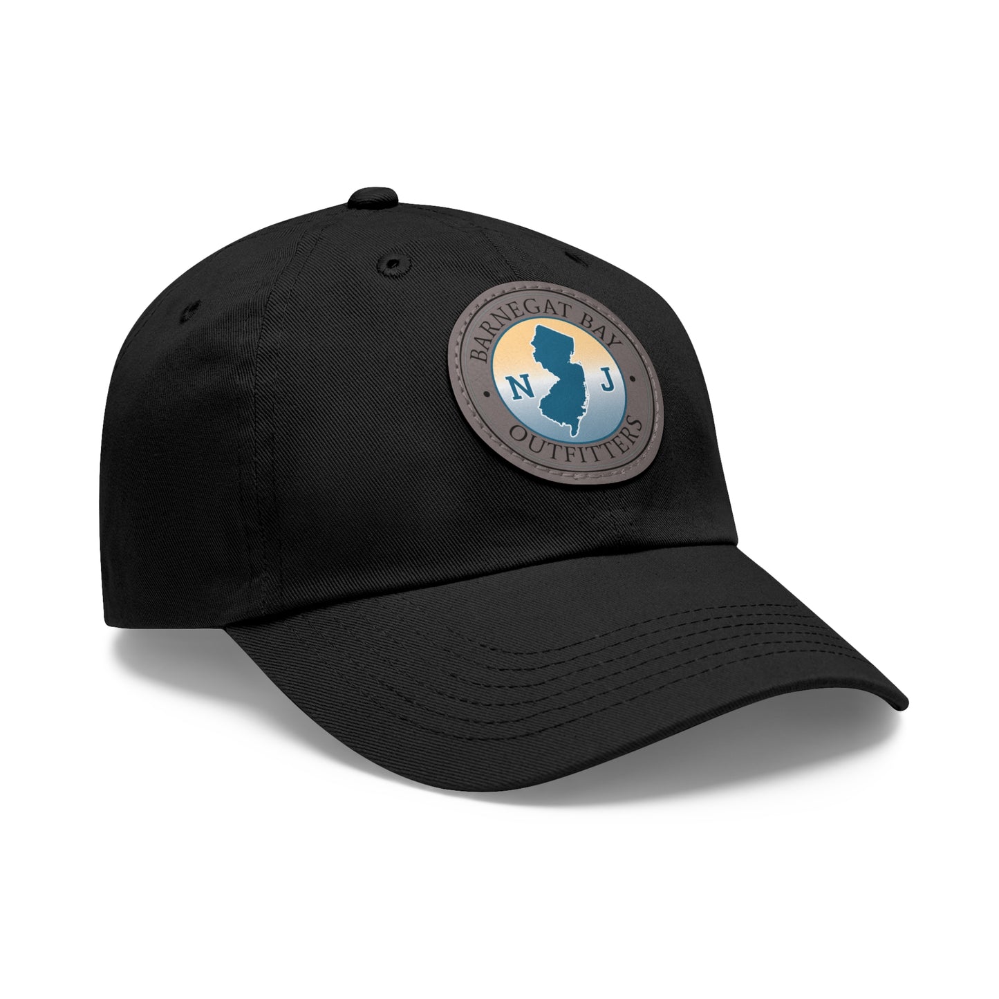 Barnegat Bay Outfitters Round NJ Logo Leather Patch Hat