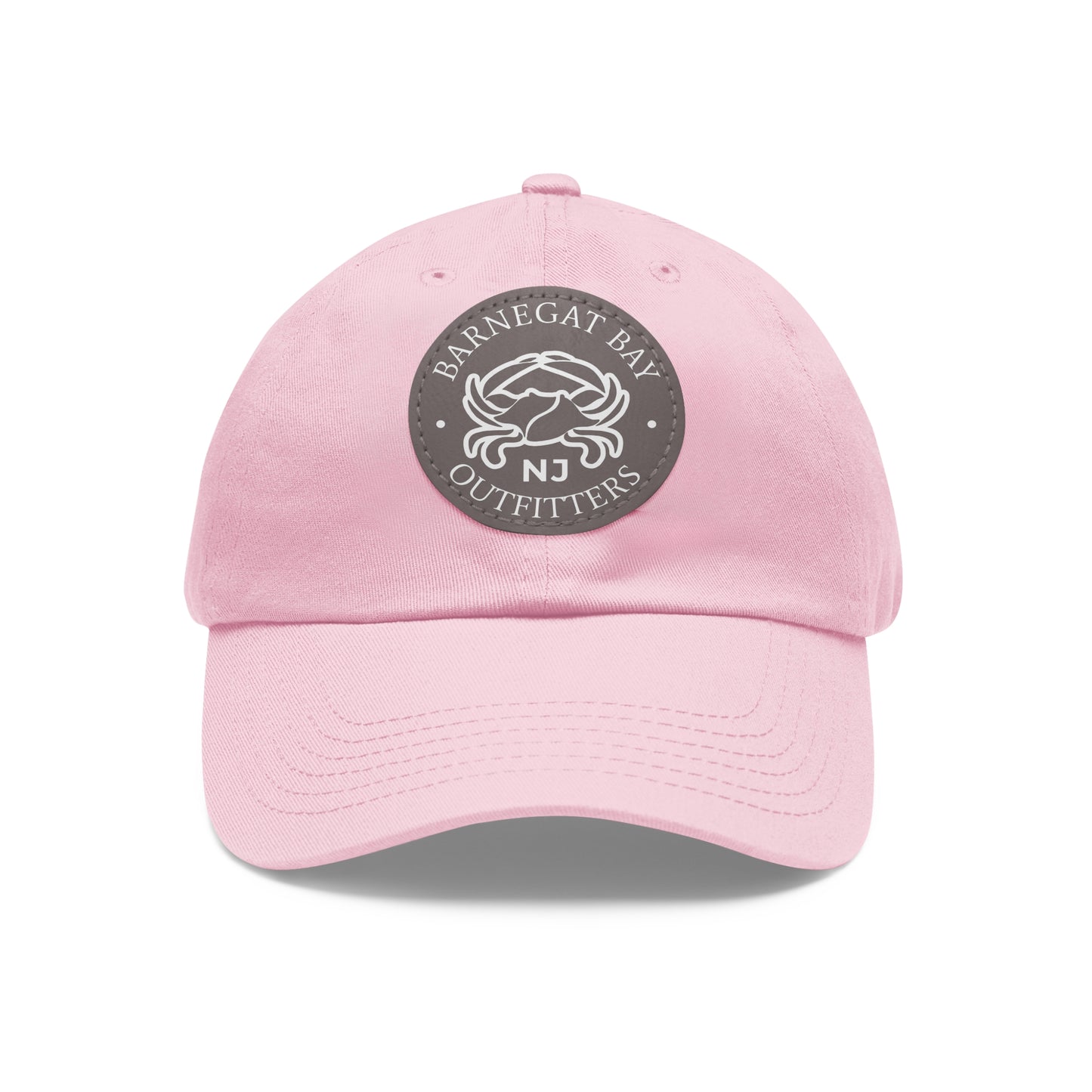 Barnegat Bay Outfitters Round White Crab Logo Leather Patch Hat