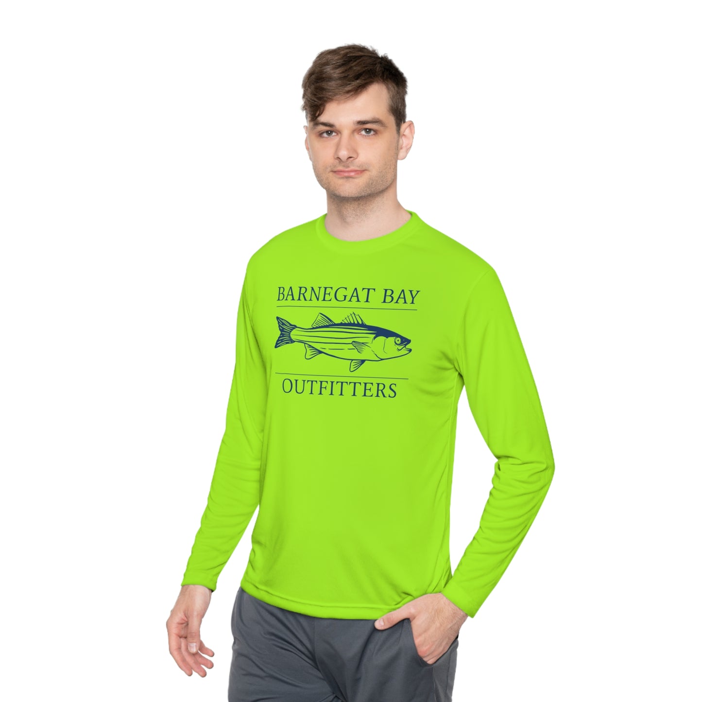 UPF40+ Striped Bass Front Logo Unisex Performance Long Sleeve Tee