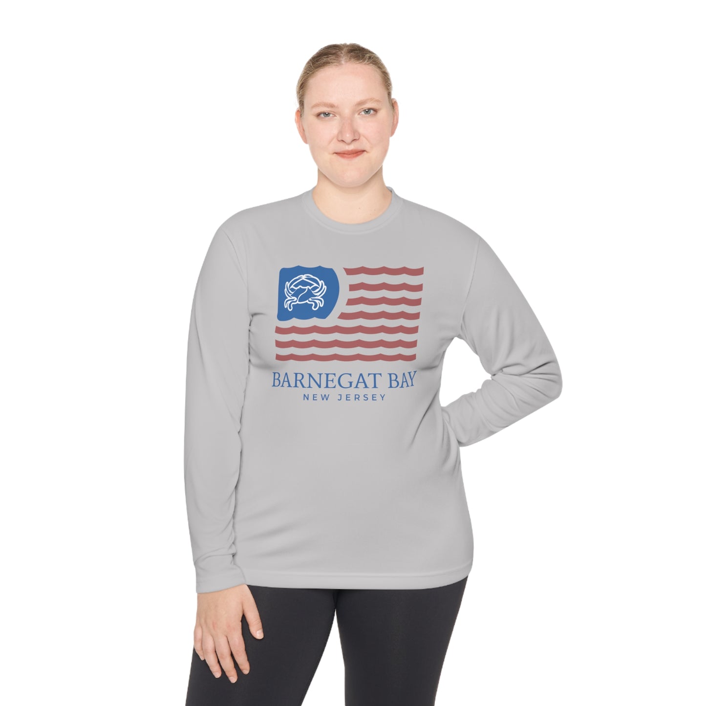 UPF40+ Wavy Flag Front Logo Unisex Performance Long Sleeve Tee