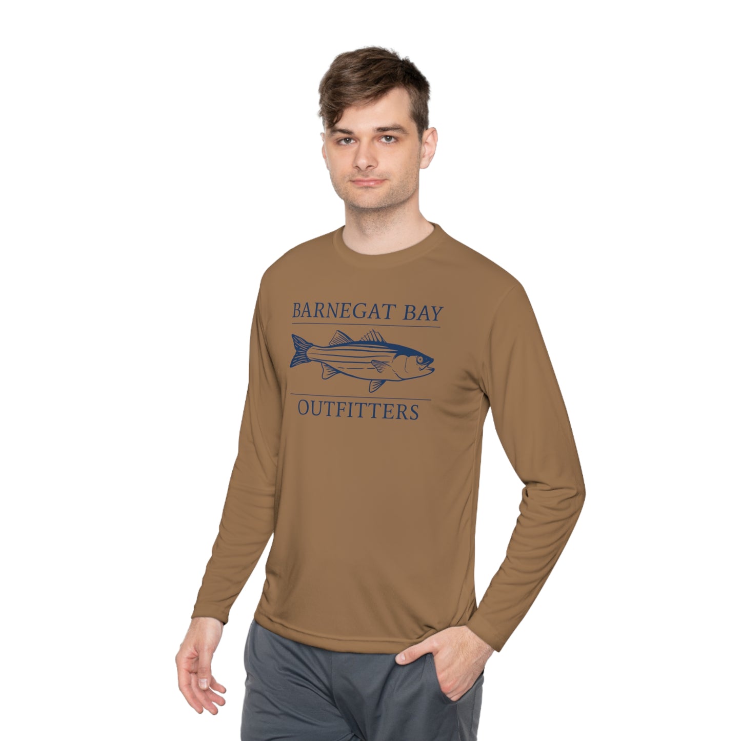 UPF40+ Striped Bass Front Logo Unisex Performance Long Sleeve Tee