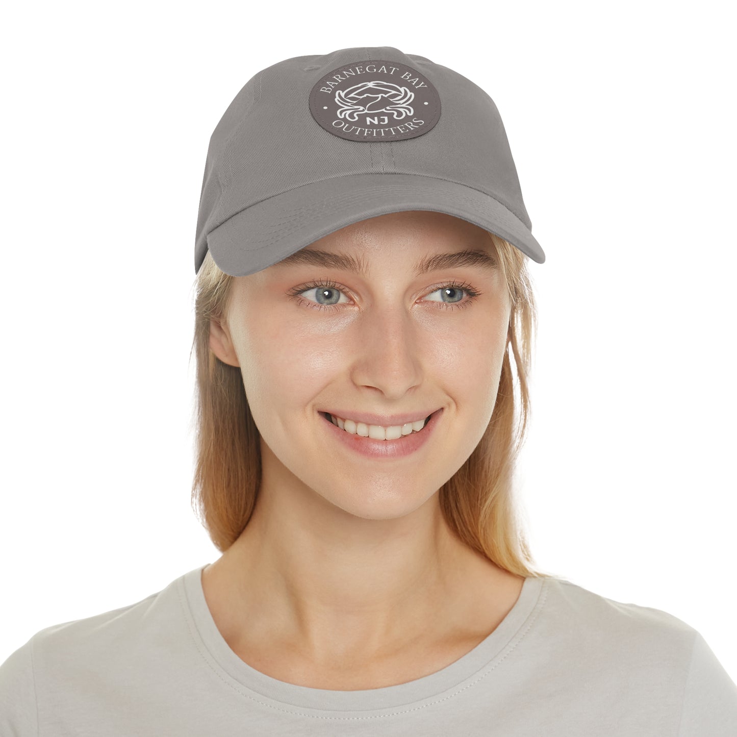 Barnegat Bay Outfitters Round White Crab Logo Leather Patch Hat