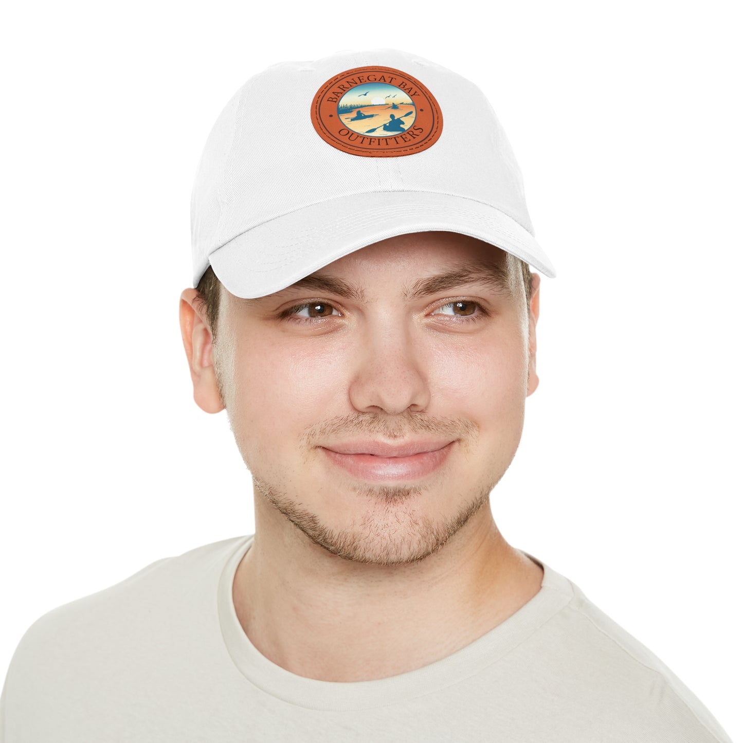 Kayak Scene Round Logo Leather Patch Hat