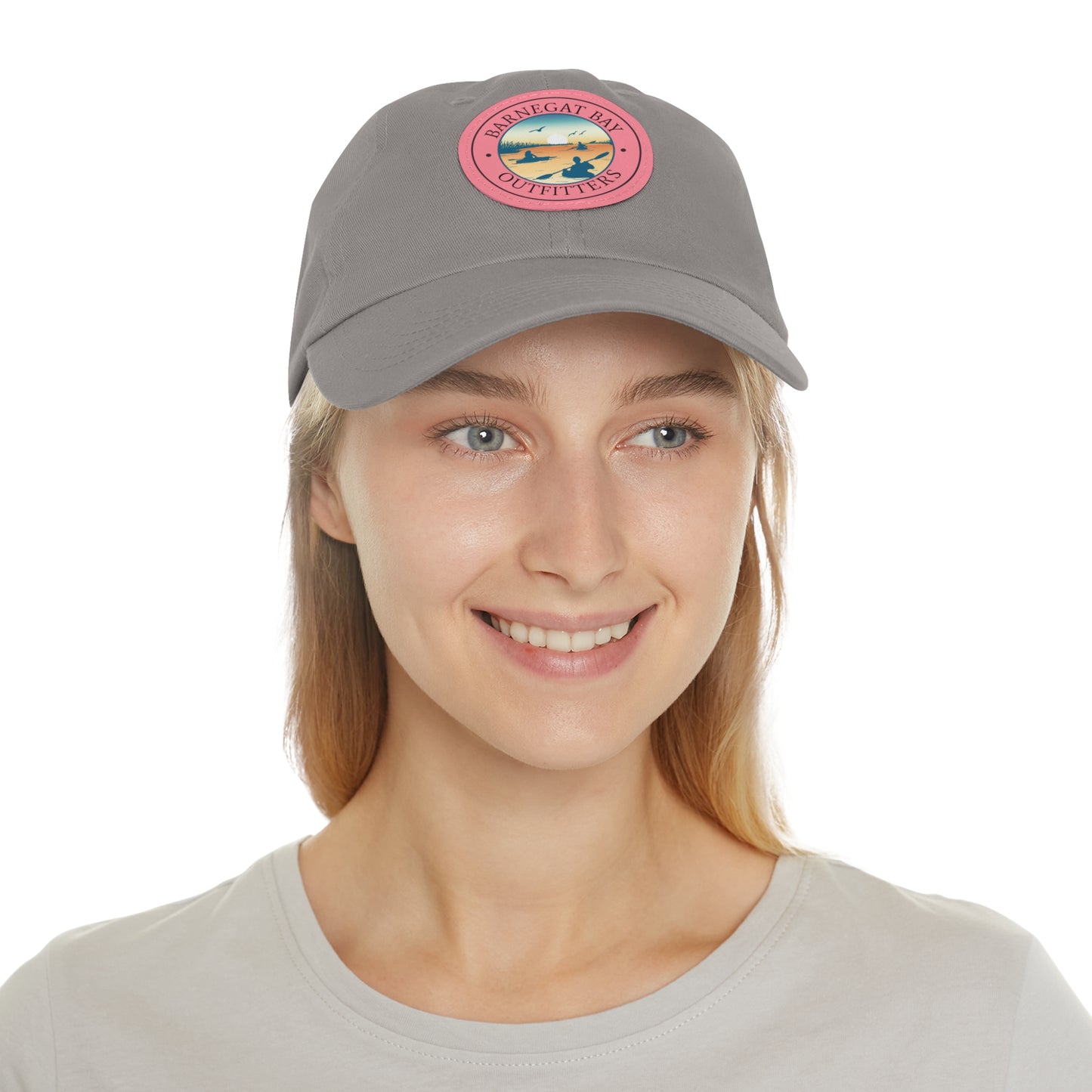 Kayak Scene Round Logo Leather Patch Hat