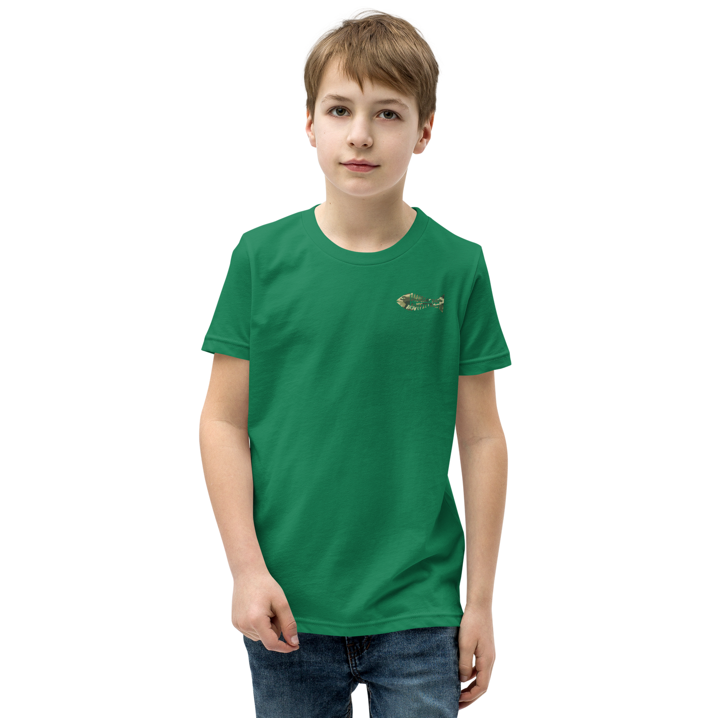 Camo Fish Logo Youth Short Sleeve T-Shirt